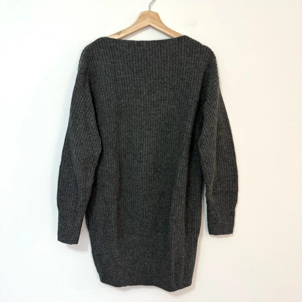 Theory Nimbus Wool Ribbed Cocoon Sweater Dress in Light Charcoal Size 00 0 P